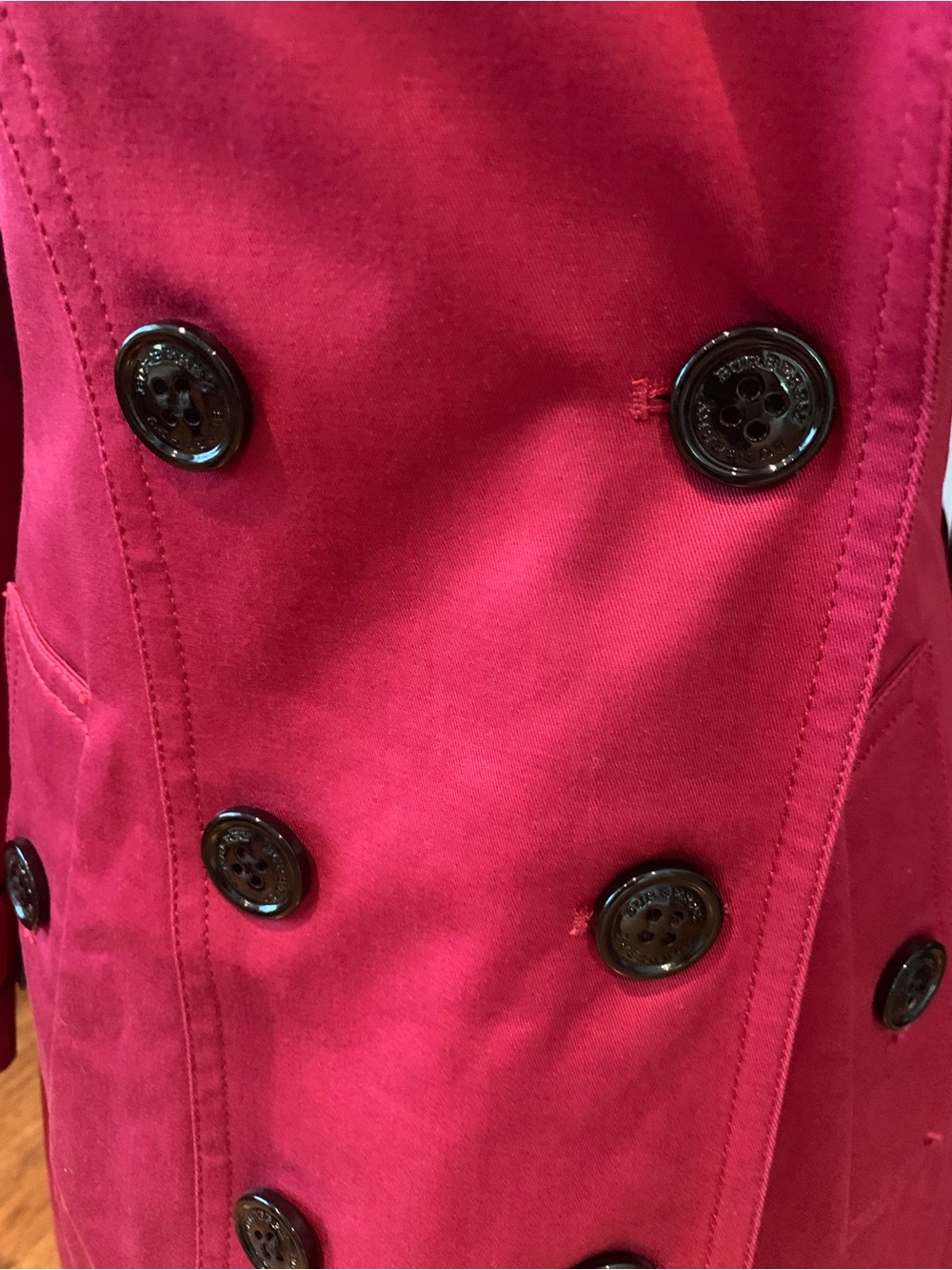 Burberry Burgundy/Merlot Double-Breasted Trench Coat - Picture 5 of 16